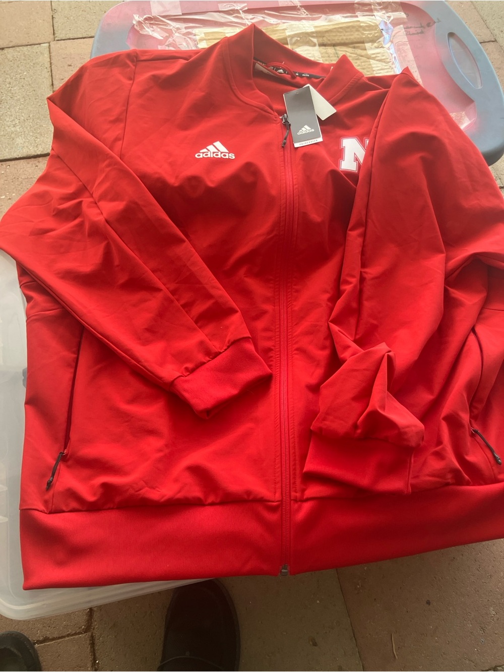 Adidas NCAA University of Nebraska track jacket, NWT , Red &white graphics,2XL